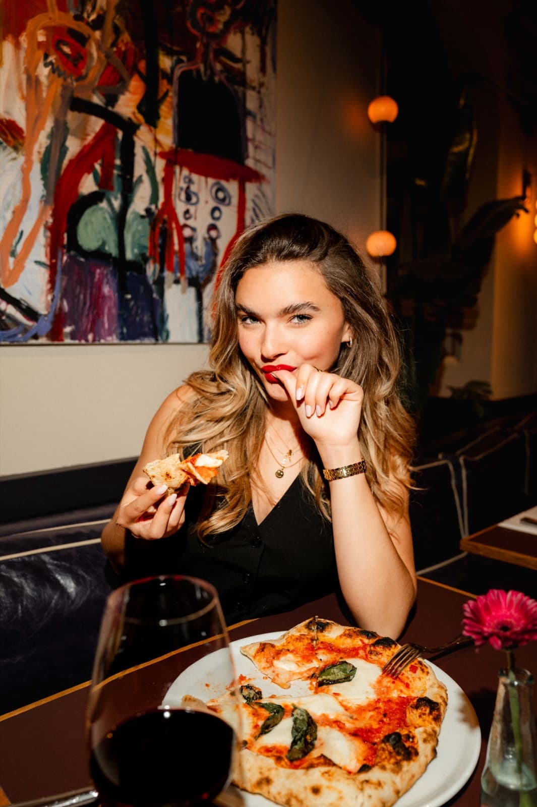 Laid table with wine at a dinner party
