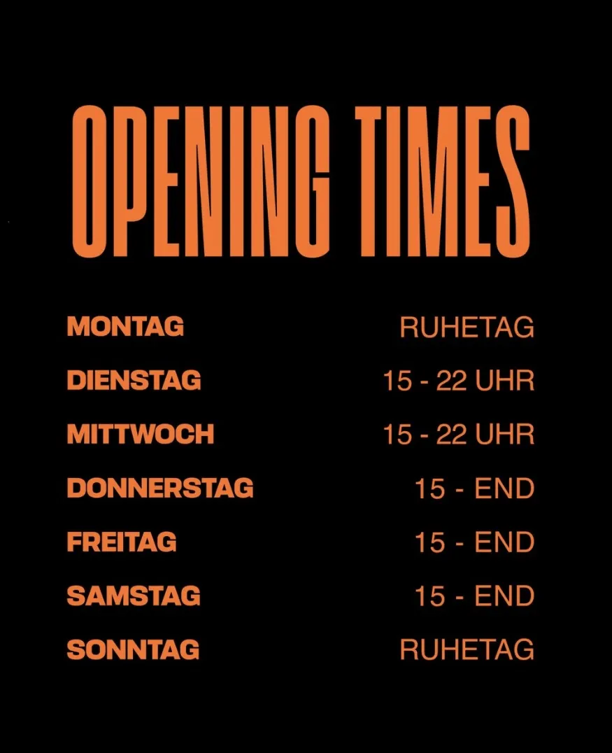 Bar Fredo opening times: Tuesday and Wednesday 15 to 22, Thursday to Saturday 15 until close, Sunday and Monday closed